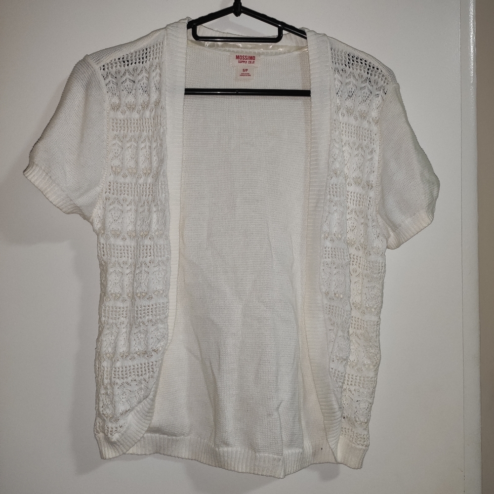 Mossimo White Short Sleeve Cardigan